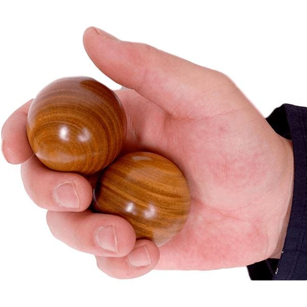 Boules de Qi Gong en Bois de Santal Vert, Paire de boules de santé chinoises en bois de santal vert, tournées à la main, parfum boisé caractéristique.