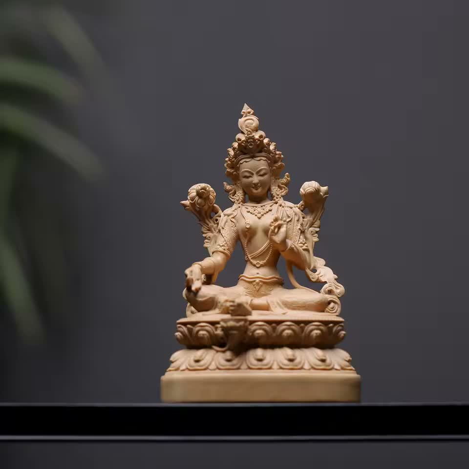 Boxwood Green Tara Buddha Statue – Compassionate Action