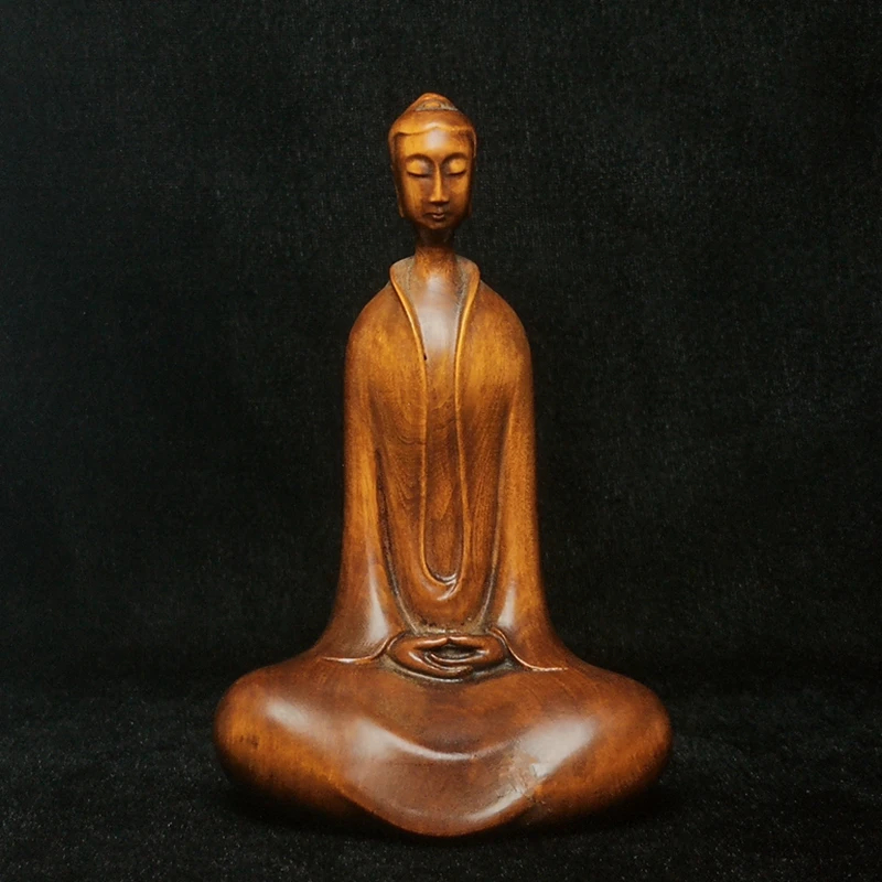 Meditierender Buddha, handgeschnitzte Buchsbaum-Statue
