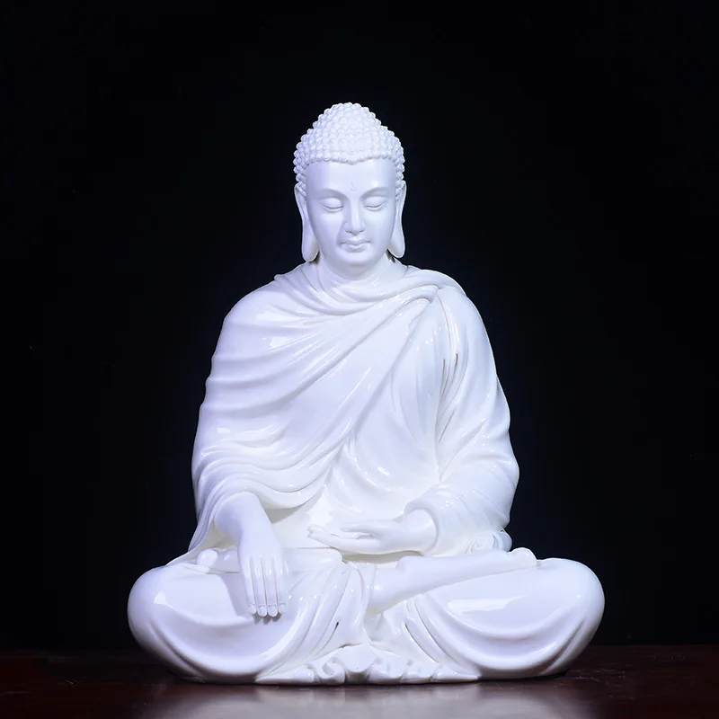 Porzellan-Buddha-Statue, weiß glasiert Sakyamuni