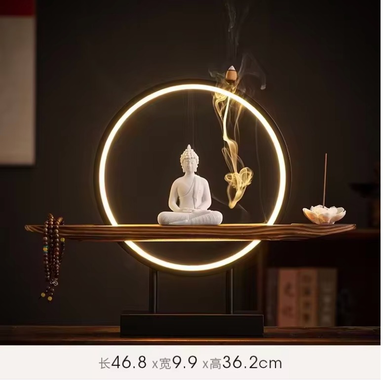Buddha Nachtlicht, Weißer Porzellan-LED-Ring